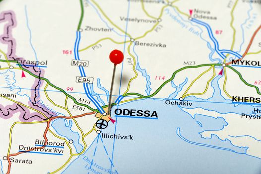 Closeup map of Odessa.