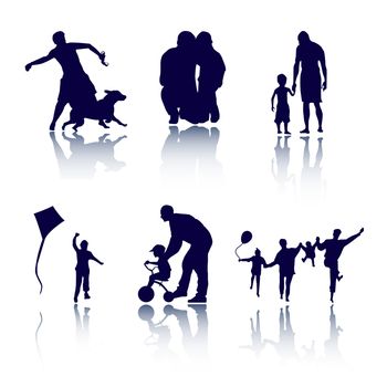 Set of Family Playing Vector Illustration