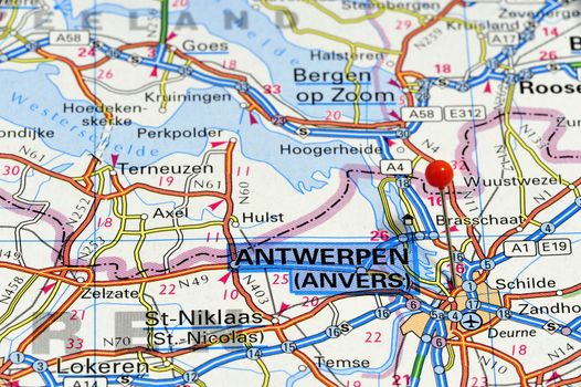 European cities on map series: Antwerpen