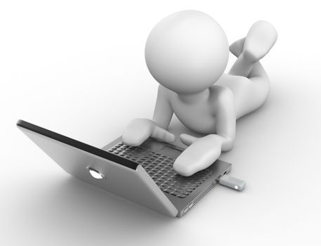 3D human that work with silvered laptop