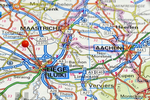 Area of Liège on a map