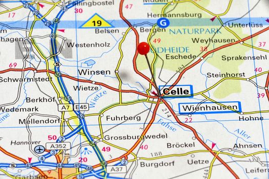 European cities on map series: Celle