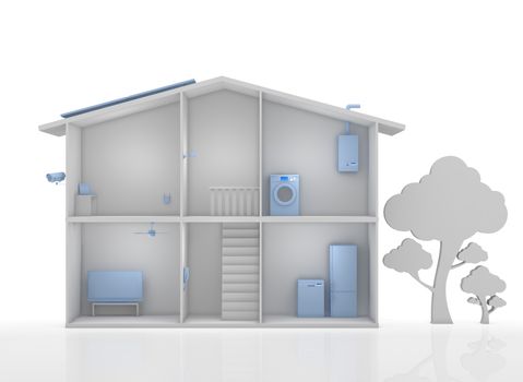 Smart house concept - 3D render