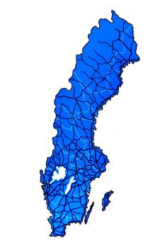 Map of Sweden with rivers