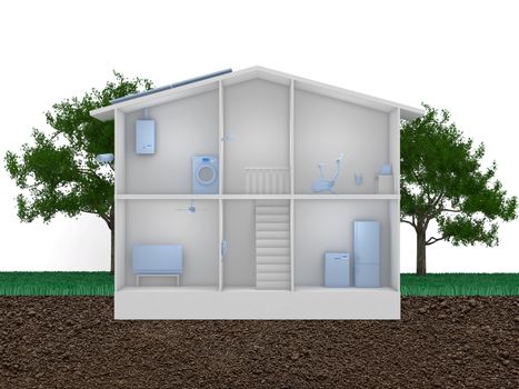 Smart house concept - 3D render
