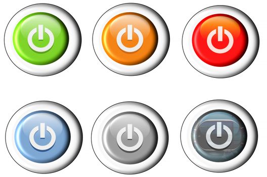 Six different buttons Start icon power button.