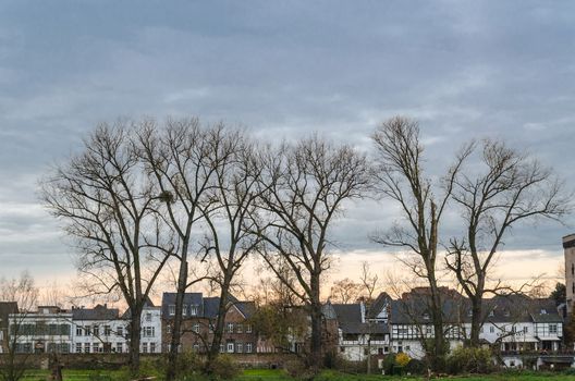Skyline of the medieval fortress Zons in Germany.