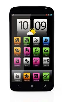 Touchscreen smartphone on white background - 3D render
Note: All Devices design and all screen interface graphics in this series are designed by the contributor him self