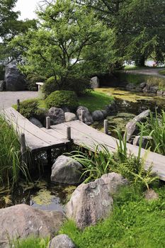 Japanese water garden in Bergianska - Sweden.