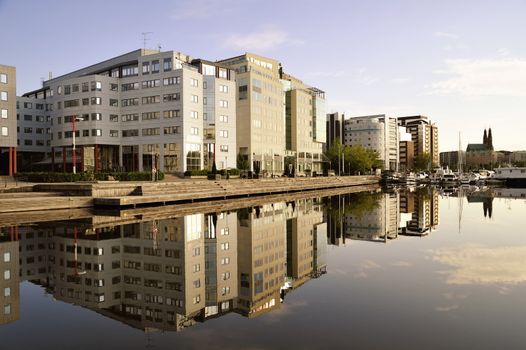 Modern Building on Sky Background.