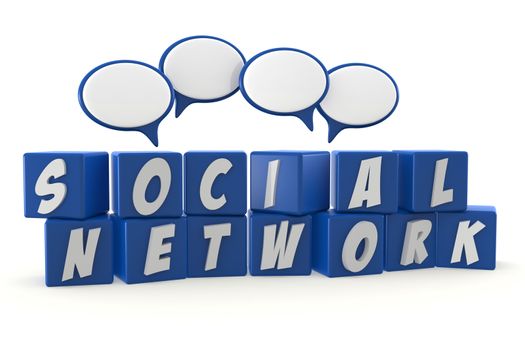 Social network concept. 3D Word With Speech Bubbles