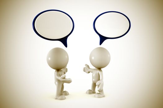 Vintage Image Of Virtual Men With Speech Bubbles