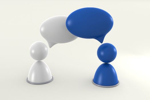 3D Image Of Virtual Men With Speech Bubbles