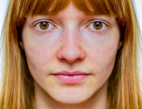 Symmetric face of caucasian teenage girl