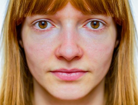 Symmetric face of caucasian teenage girl