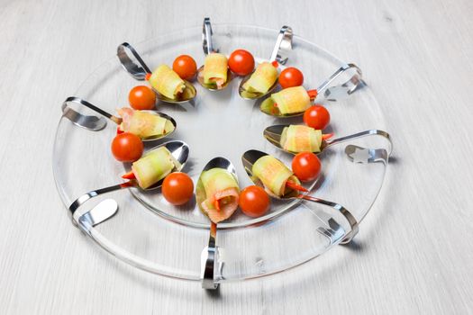 Food amuse appetizer as luxury food on glass scale