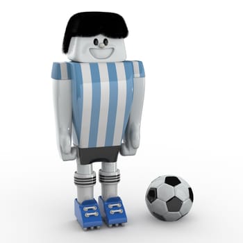3D Soccer Player on White Background