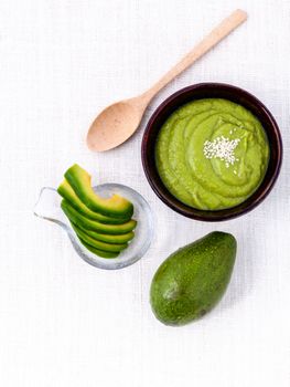 Healthy diet and Clean food. Avocado smoothie on white background