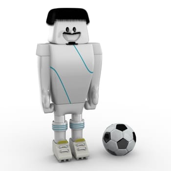 3D Soccer Player on White Background