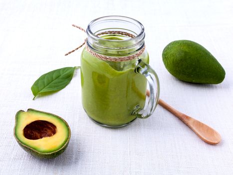 Healthy diet and Clean food. Avocado smoothie on white background