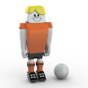 3D Soccer Player on White Background