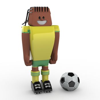 3D Soccer Player on White Background