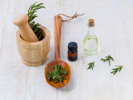 Natural Spa Ingredients  rosemary essential oil for aromatherapy.