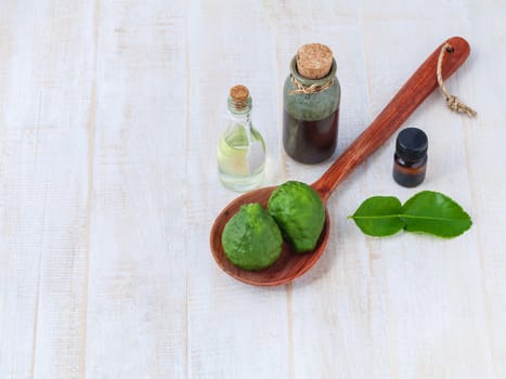 Natural Spa Ingredients . - Kaffir lime essential oil  for aromatherapy.