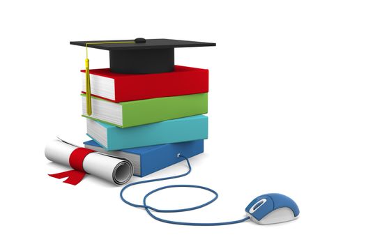 On line Univesity concept. Distance Learning Courses and Degree. 