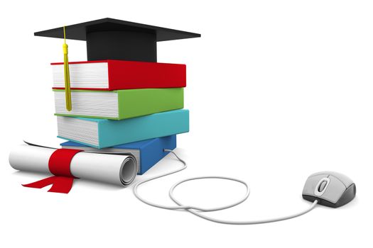 On line Univesity concept. Distance Learning Courses and Degree.