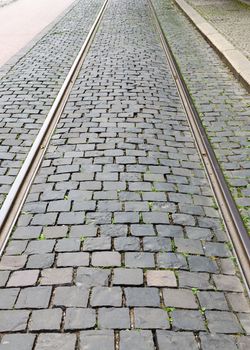 Fragment of a cobbled road useful as texture or background