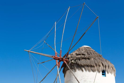 The famous wind mills in Mykonos during day time