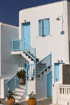 Typical blue door and window from a Greek house