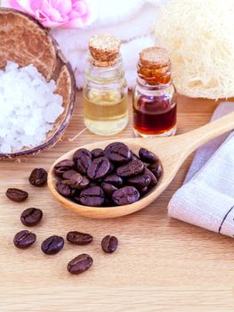 Natural Spa Ingredients . - Aromatic spa coffee beans with sea salt .