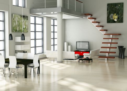 modern interior (3D render) - Living room