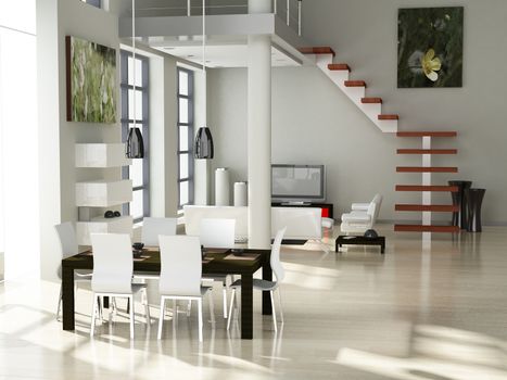 modern interior (3D render) - Living room