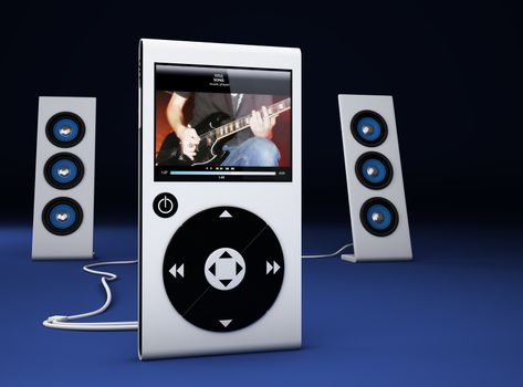 MP3 player and speakers - 3d Render

Note: All Devices design and all screen interface graphics are designed by the contributor him self.