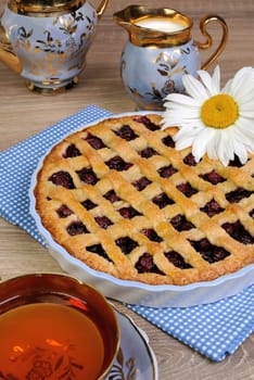 Pie shortcrust pastry with cherry filling