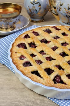 Pie shortcrust pastry with cherry filling