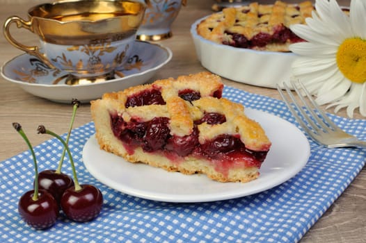 Pie shortcrust pastry with cherry filling