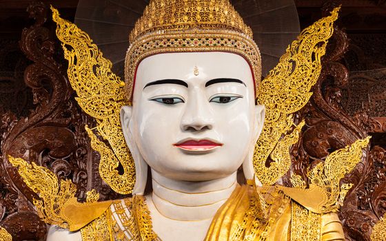 Big Buddha in Ngahtatkyi Pagoda Temple in Yangon, Myanmar (Burma) They are public domain or treasure of Buddhism.