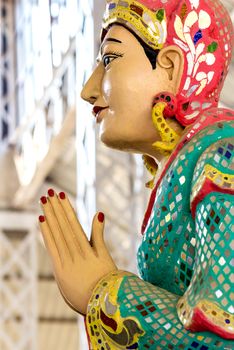 The Statue of praying  in Ngahtatkyi Pagoda Temple in Yangon, Myanmar (Burma) They are public domain or treasure of Buddhism.