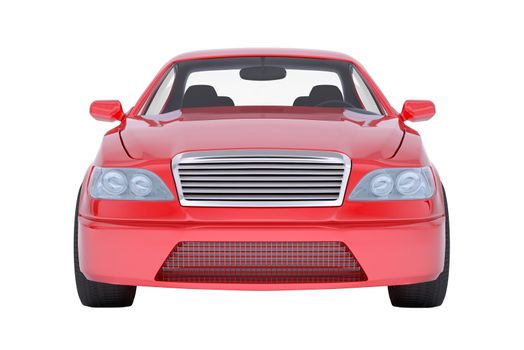 Image of red car on isolated white background, close-up view