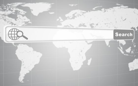 Abstract grey background with browser and world map