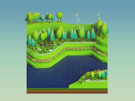 green earth concept in isometric view