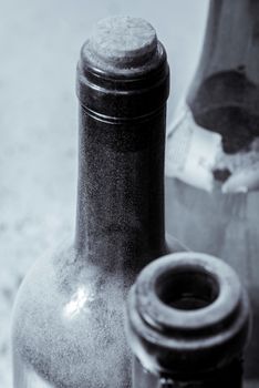 Some very old wine bottles - in  Black and White shot.