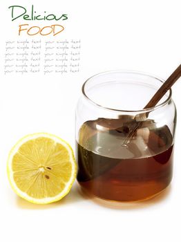 Honey and lemon isolate on white -  medicine from natural