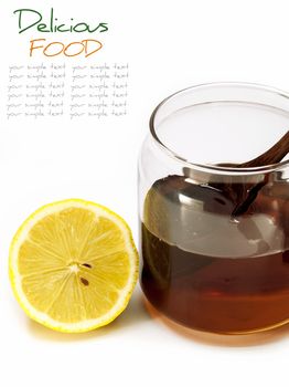 Honey and lemon isolate on white -  medicine from natural