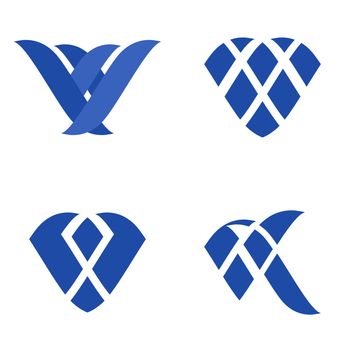 Abstract blue flat geometric logo template set