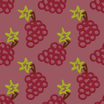 Colored Grape Seamless Pattern Kid's Style Hand Drawn